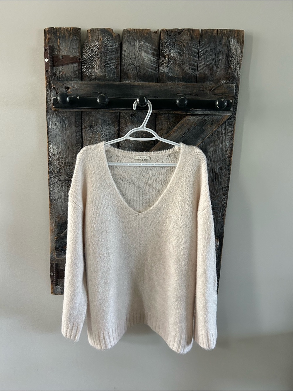 Women's Zara Cozy V-Neck Women's Sweater in Cream